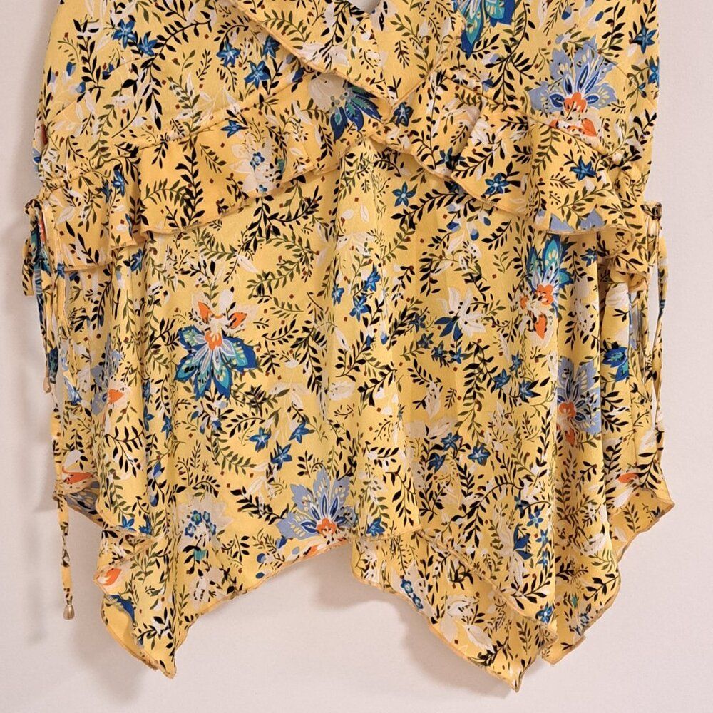 Buffalo David Bitton Sleeveless Floral-Print Ruffle Blouse Nwt Size Large — image 8 of 8